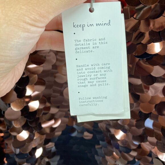 New A New Day Dress Women M Medium Brown Shift Short Sequin Sleeveless Lined - Picture 6 of 11